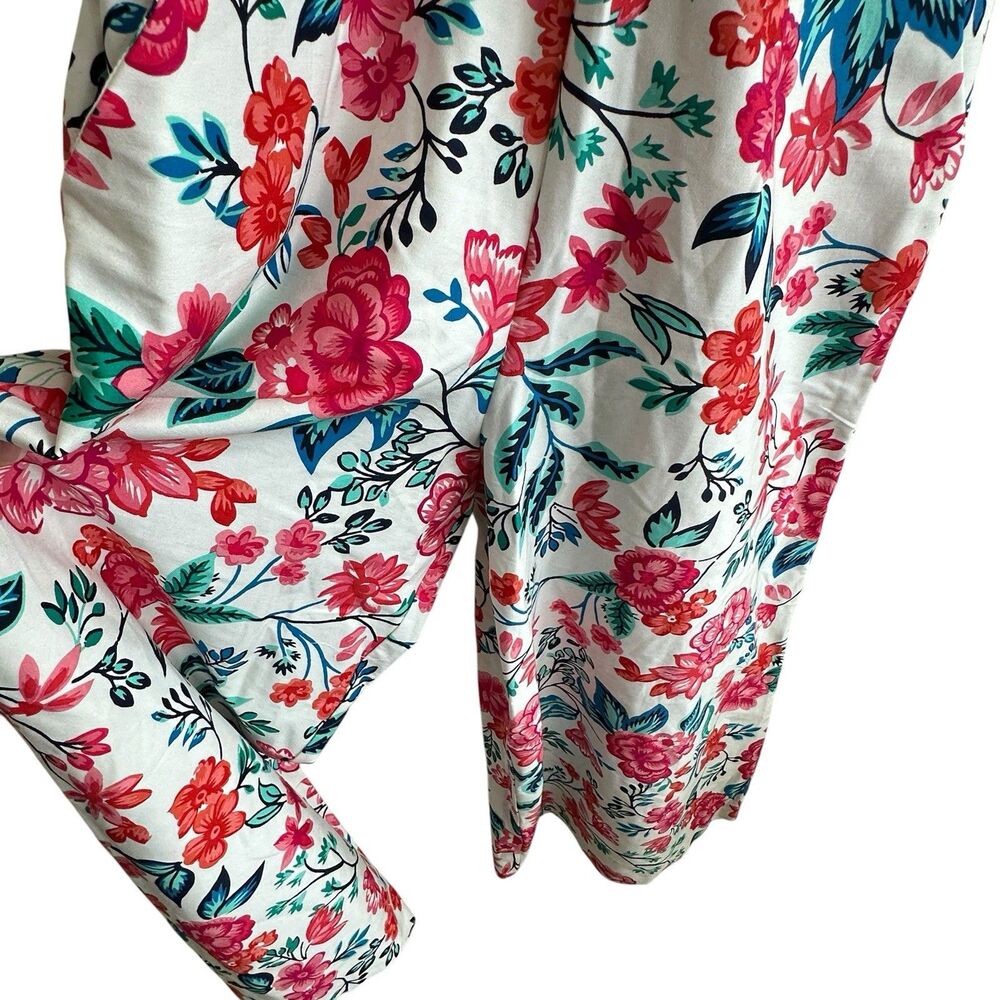 Eliza J Jumpsuit Sz 10 Floral Wide Leg NEW White Crispy Crisscross Cottagecore - Picture 10 of 11